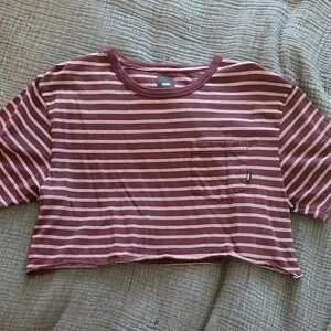 Vans Burgundy and White Striped Crop Top